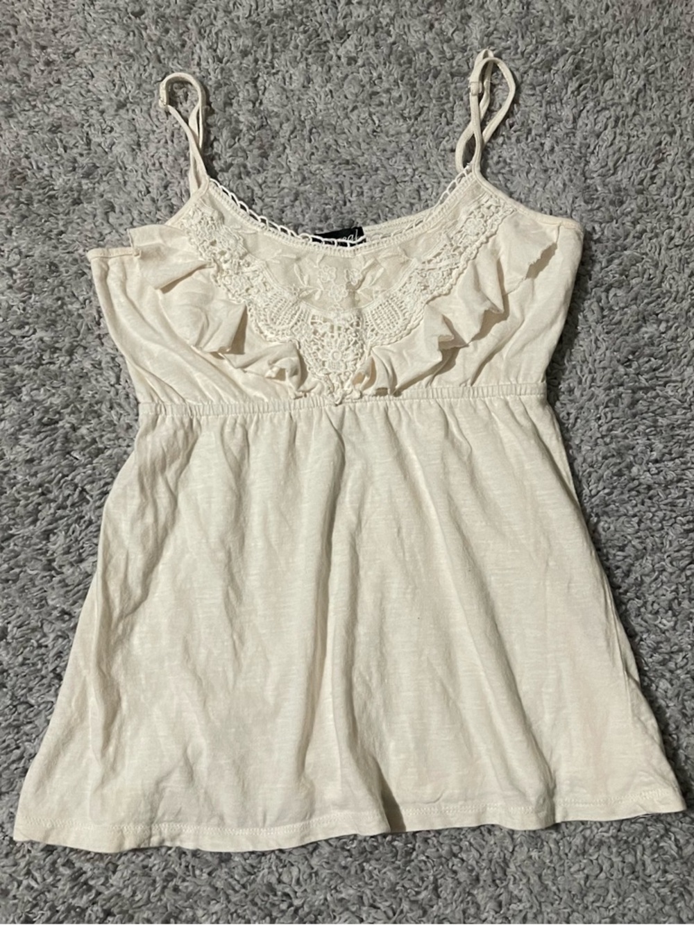 Vintage Y2K Wet Seal Cream Lace Trim Babydoll Cami